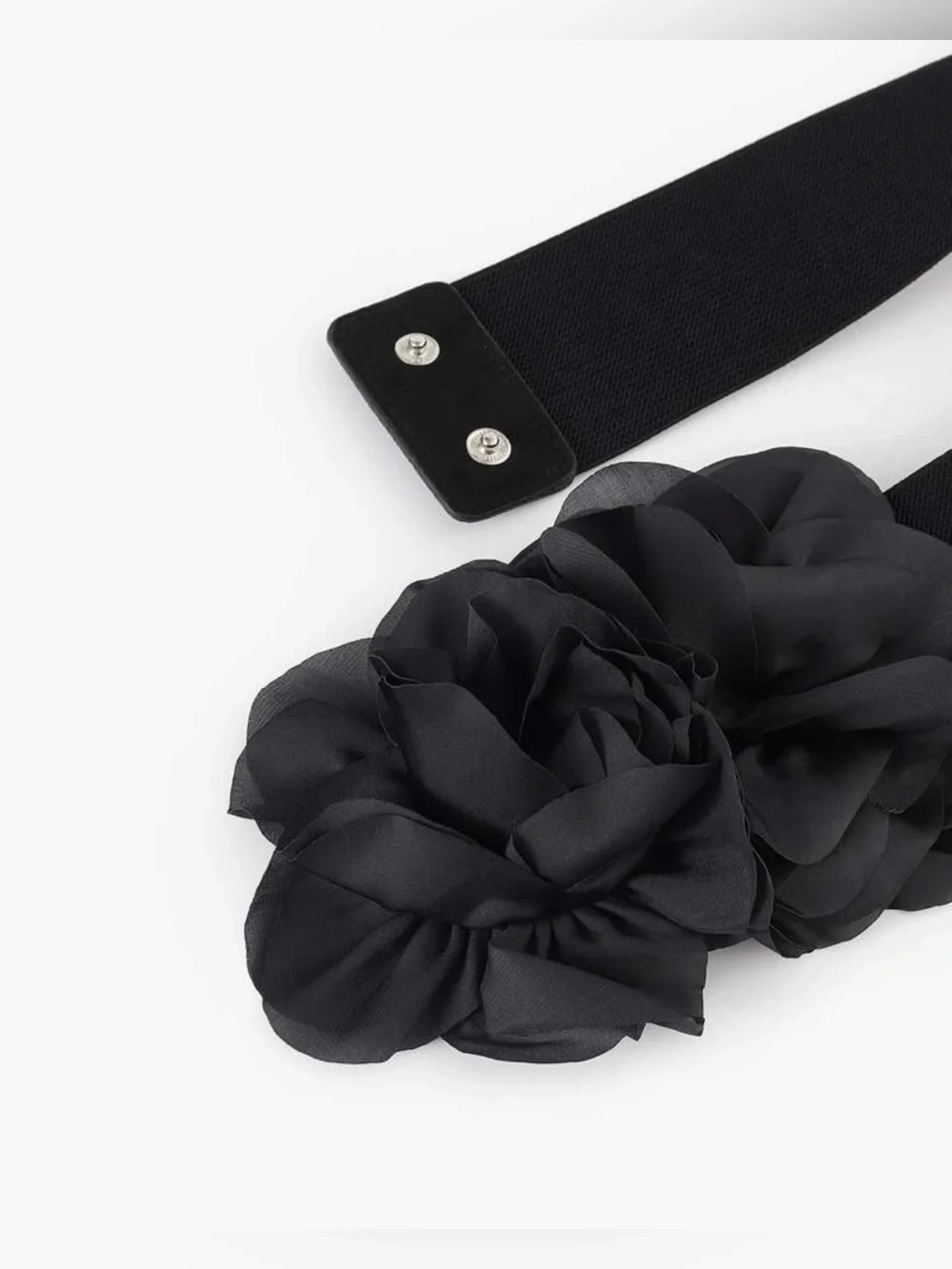 Black Floral Elastic Belt - Women Accessories